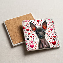 Xoloitzcuintli ceramic coasters set of 4, cork back