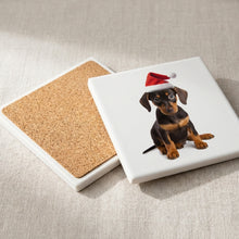 German Pinscher Puppy ceramic coasters set of 4, cork back