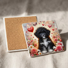 Portuguese Water Dog ceramic coasters set of 4, cork back