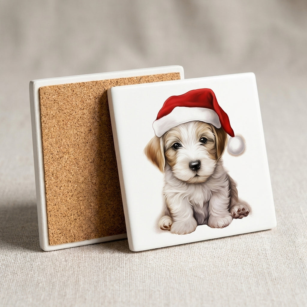 Sealyham Terrier Puppy Drawing ceramic coasters set of 4, cork back