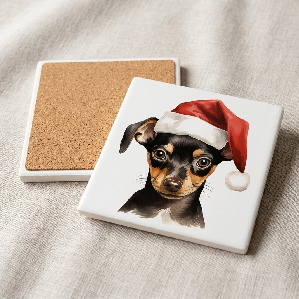 Miniature Pinscher Puppy Drawing ceramic coasters set of 4, cork back