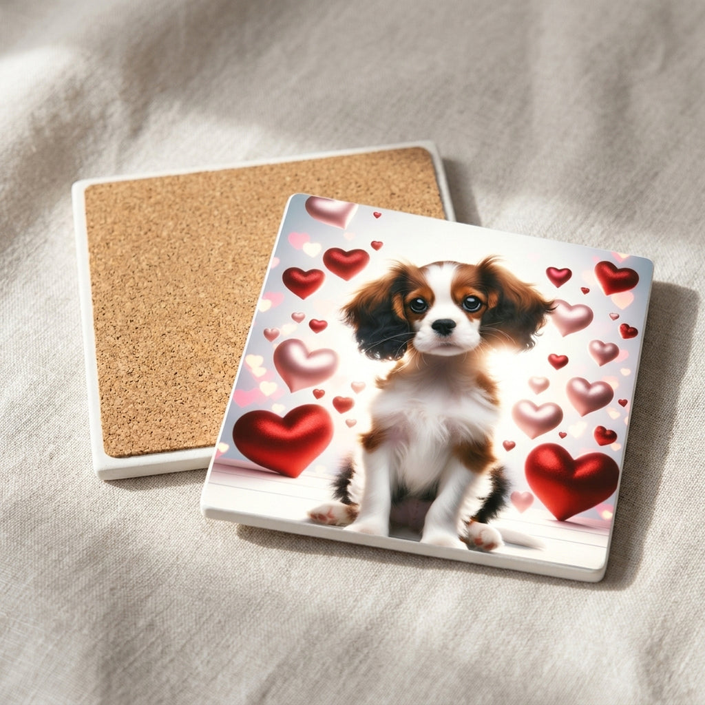 Cavalier King Charles Spaniel ceramic coasters set of 4, cork back