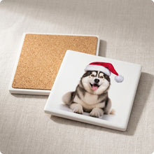 Alaskan Malamute ceramic coasters set of 4, cork back