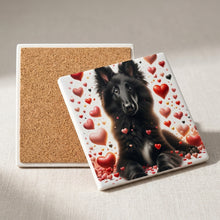 Belgian Sheepdog ceramic coasters set of 4, cork back