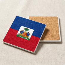 Haiti Flag Pride ceramic coasters set of 4, cork back