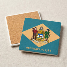 Delaware State Flag ceramic coasters set of 4, cork back