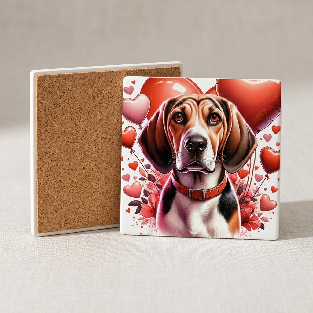 Beagle ceramic coasters set of 4, cork back