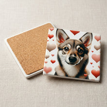 Swedish Vallhund ceramic coasters set of 4, cork back