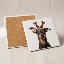German Pinscher ceramic coasters set of 4, cork back