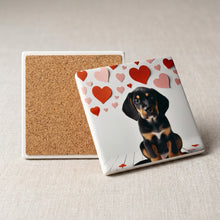 Black and Tan Coonhound ceramic coasters set of 4, cork back