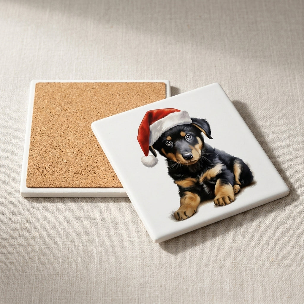 Beauceron Puppy Drawing ceramic coasters set of 4, cork back