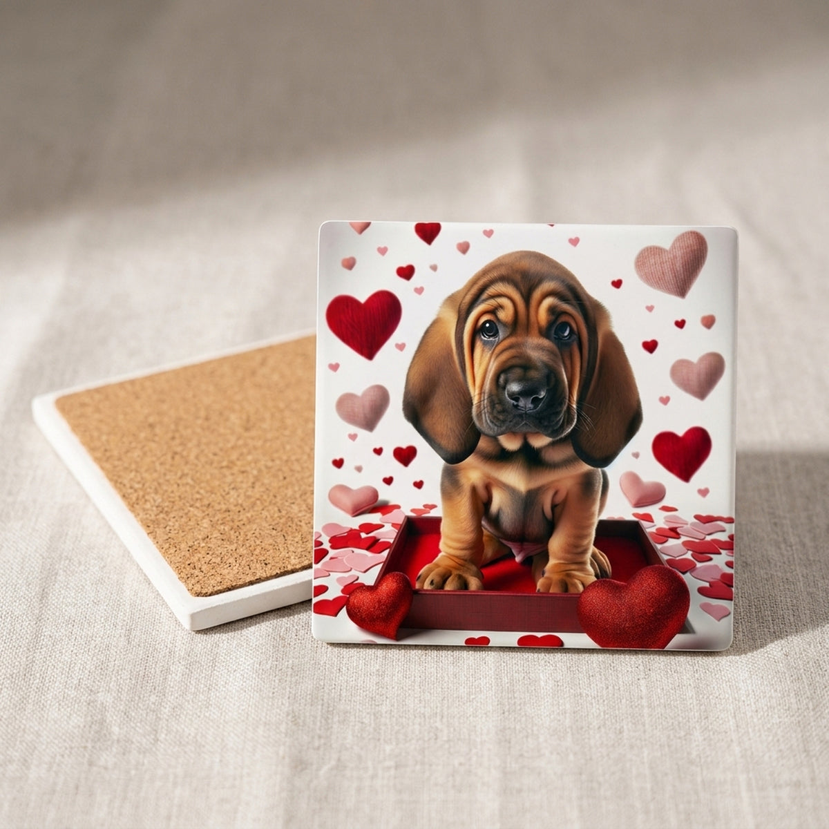 Bloodhound ceramic coasters set of 4, cork back