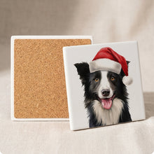 Border Collie ceramic coasters set of 4, cork back