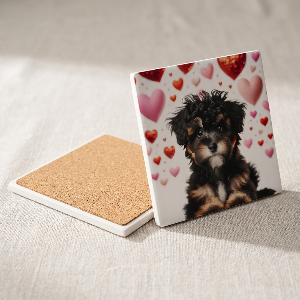 Yorkshire Terrier ceramic coasters set of 4, cork back