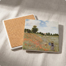 Monet Poppies ceramic coasters set of 4, cork back