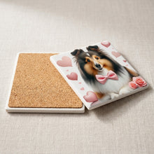 Shetland Sheepdog ceramic coasters set of 4, cork back