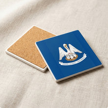 Louisiana State Flag ceramic coasters set of 4, cork back