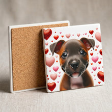 American Staffordshire Terrier ceramic coasters set of 4, cork back
