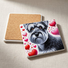 Miniature Schnauzer ceramic coasters set of 4, cork back