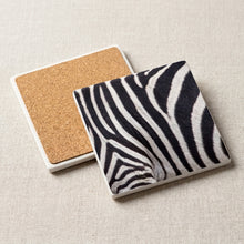 Zebra Stripe ceramic coasters set of 4, cork back