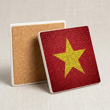 Vietnam Flag Pride ceramic coasters set of 4, cork back