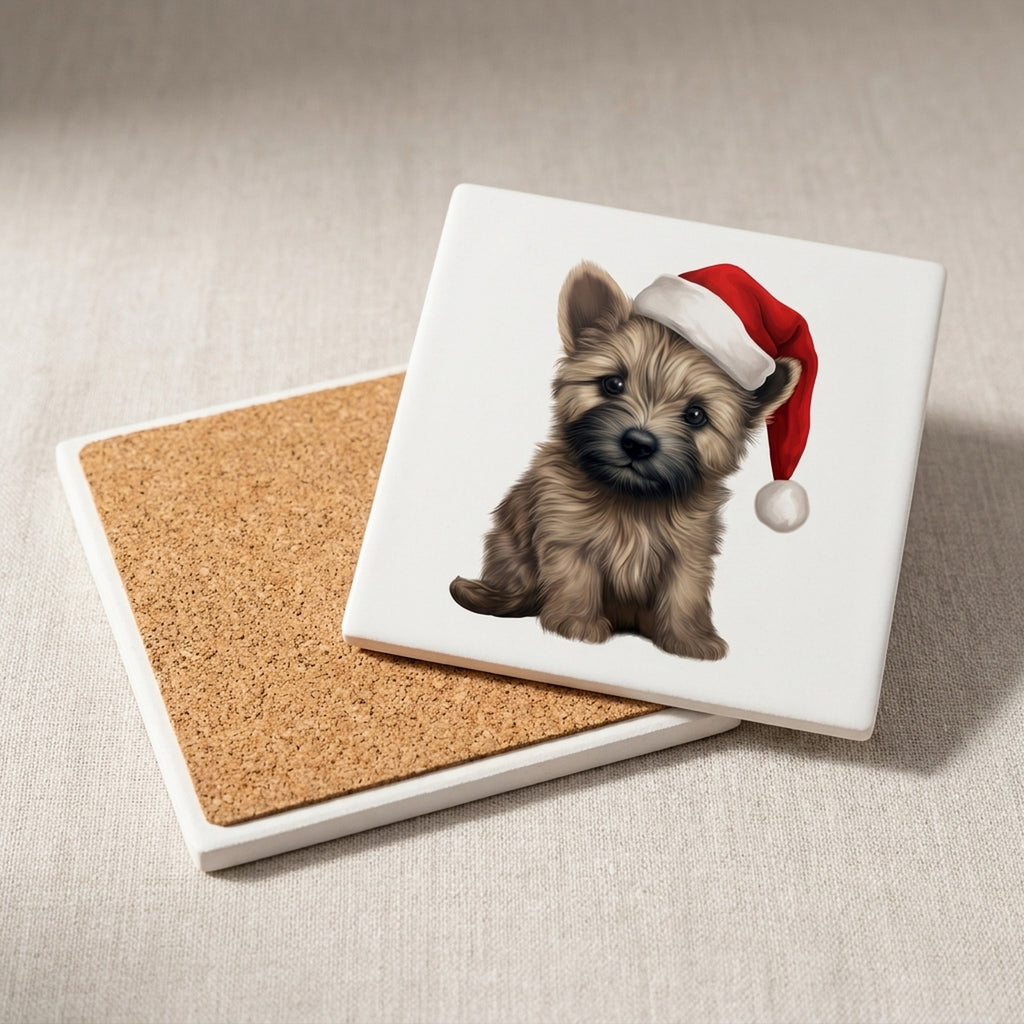 Cairn Terrier Puppy Drawing ceramic coasters set of 4, cork back