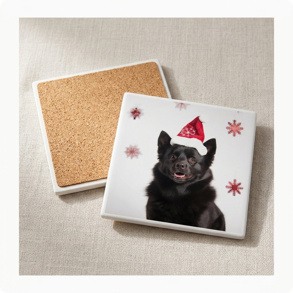 Schipperke ceramic coasters set of 4, cork back