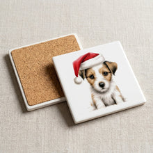 Parson Russell Terrier Puppy Drawing ceramic coasters set of 4, cork back