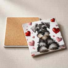 Miniature Schnauzer ceramic coasters set of 4, cork back