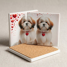 Shih Tzu ceramic coasters set of 4, cork back