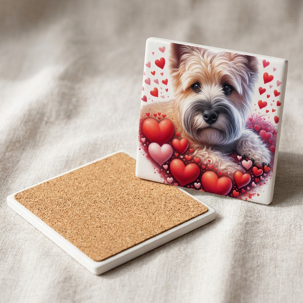 Cairn Terrier ceramic coasters set of 4, cork back