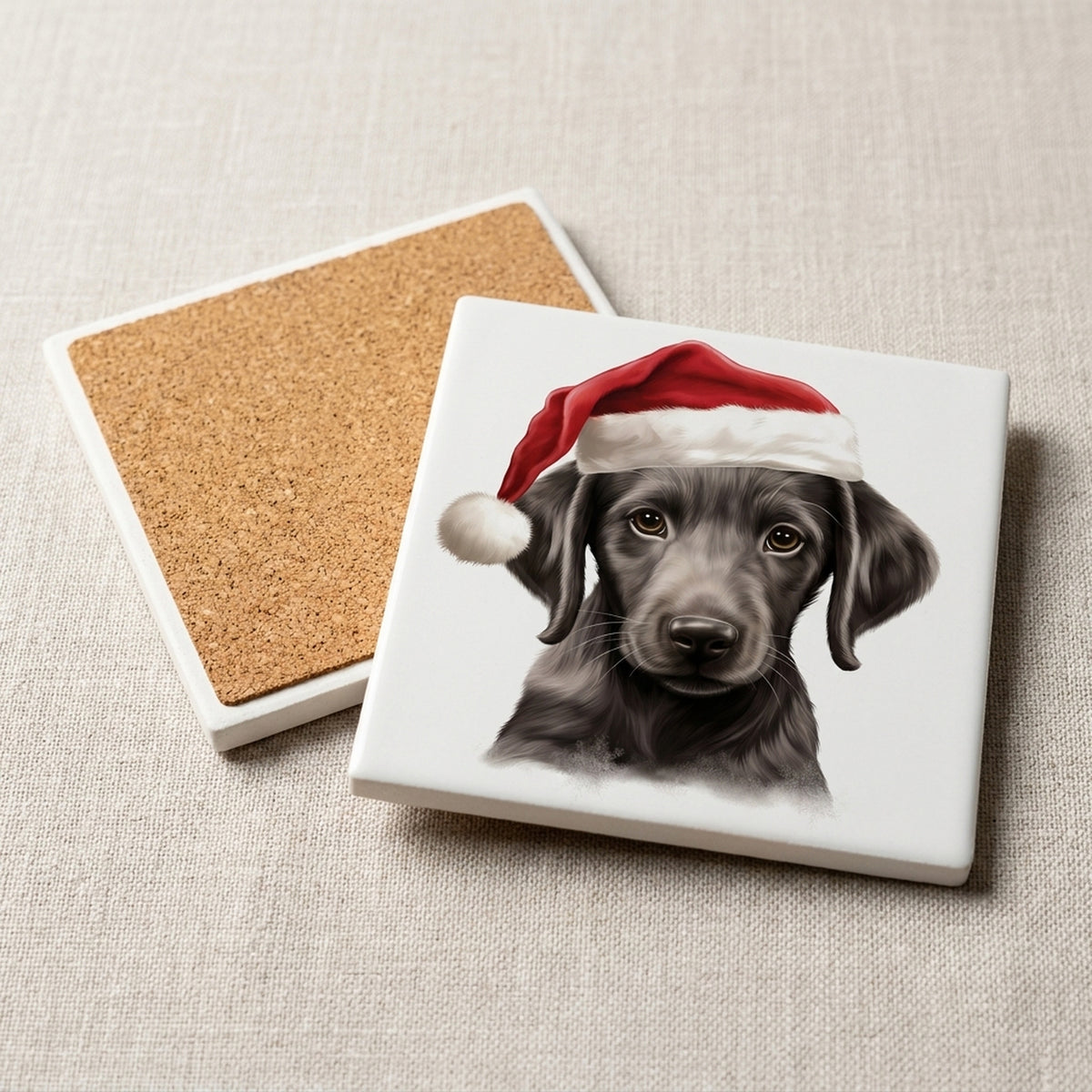 Sloughi Puppy Drawing ceramic coasters set of 4, cork back