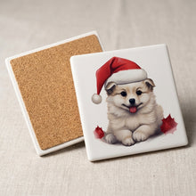Komondorok Puppy Drawing ceramic coasters set of 4, cork back