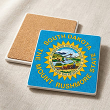 South Dakota State Flag ceramic coasters set of 4, cork back
