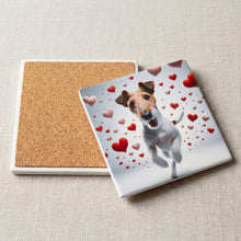 Wire Fox Terrier ceramic coasters set of 4, cork back
