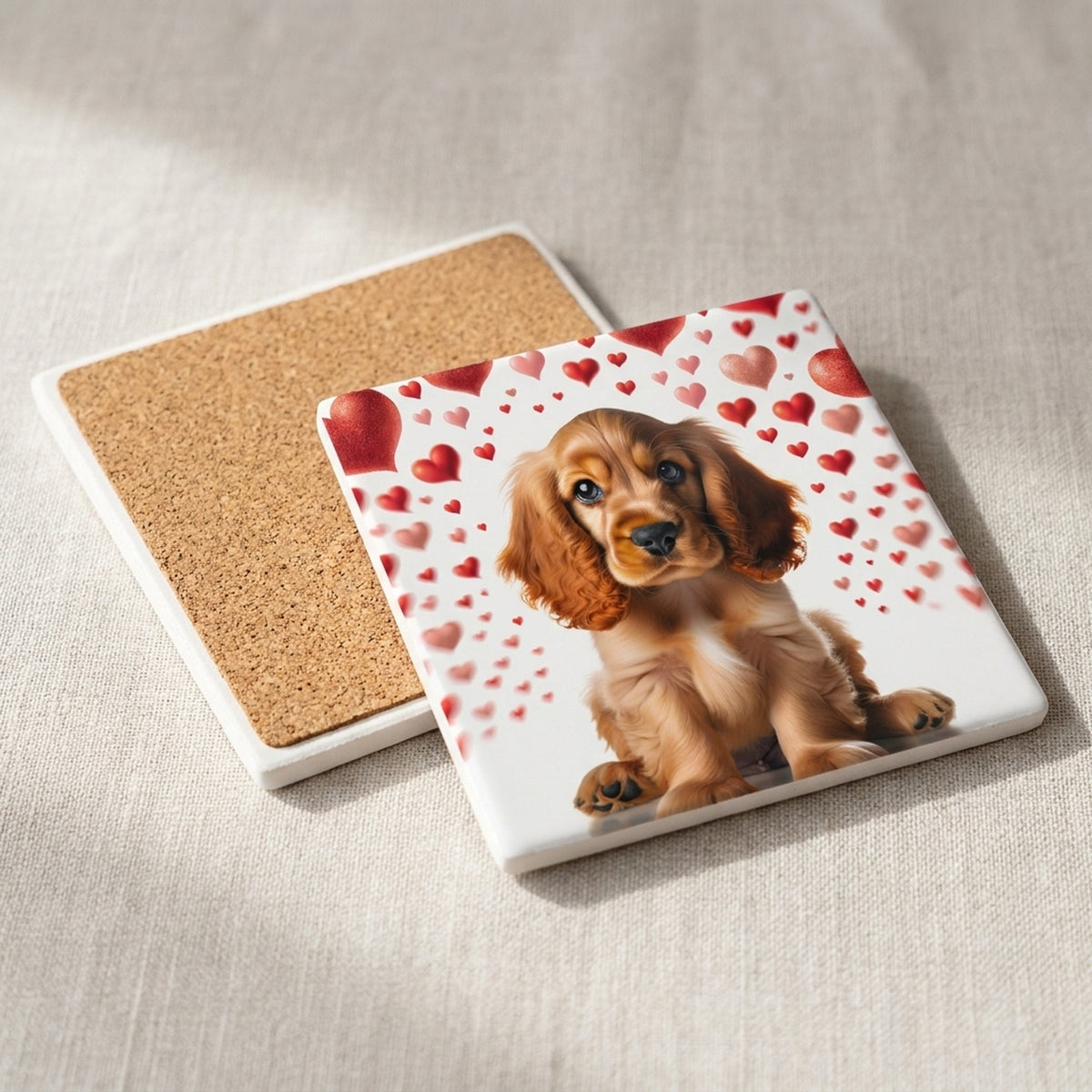 Cocker Spaniel ceramic coasters set of 4, cork back