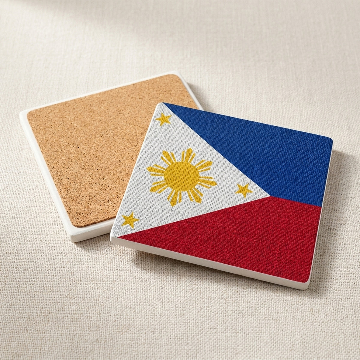 Philippines Flag Pride ceramic coasters set of 4, cork back