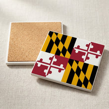 Maryland State Flag ceramic coasters set of 4, cork back