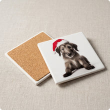 Irish Wolfhound Puppy ceramic coasters set of 4, cork back