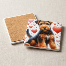 Airedale Terrier ceramic coasters set of 4, cork back