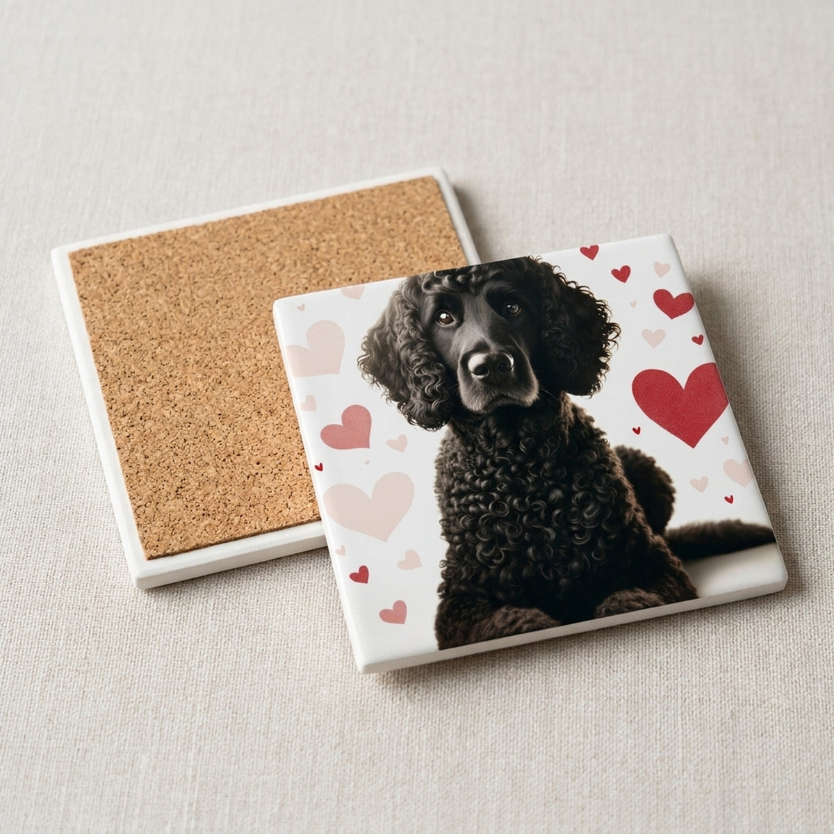 Standard Poodle ceramic coasters set of 4, cork back