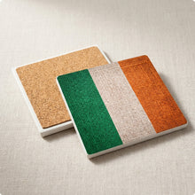 Ireland Flag Pride ceramic coasters set of 4, cork back