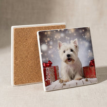 West Highland White Terrier ceramic coasters set of 4, cork back