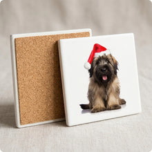 Briard Puppy ceramic coasters set of 4, cork back