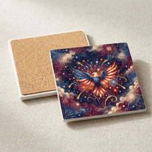 July 4th Fireworks ceramic coasters set of 4, cork back