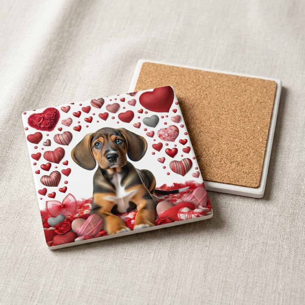 Beagle ceramic coasters set of 4, cork back