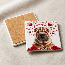 Chinese Shar-Pei ceramic coasters set of 4, cork back