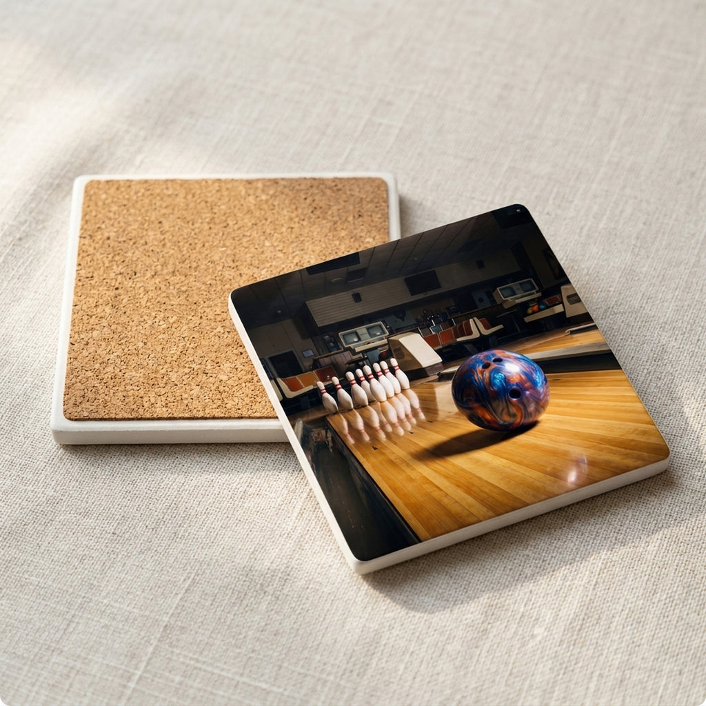 Bowling ceramic coasters set of 4, cork back