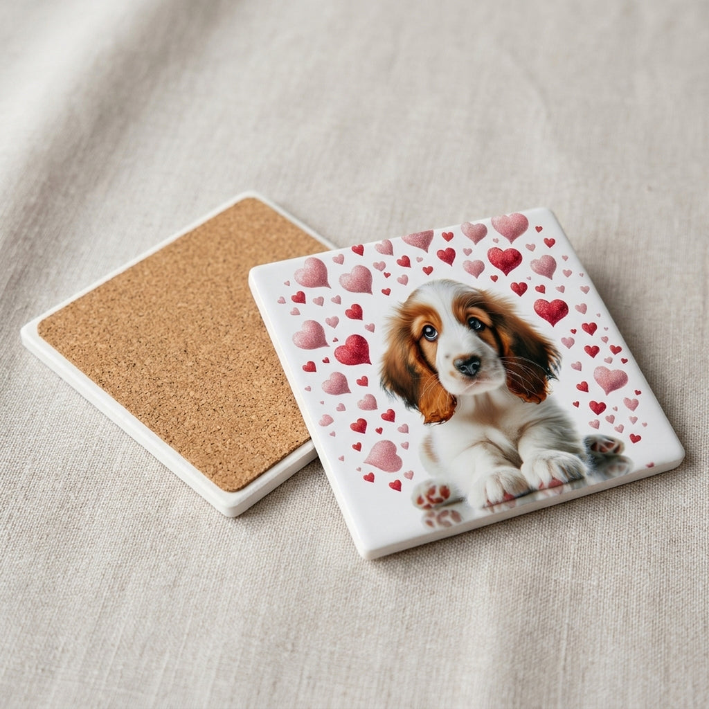 Cocker Spaniel ceramic coasters set of 4, cork back