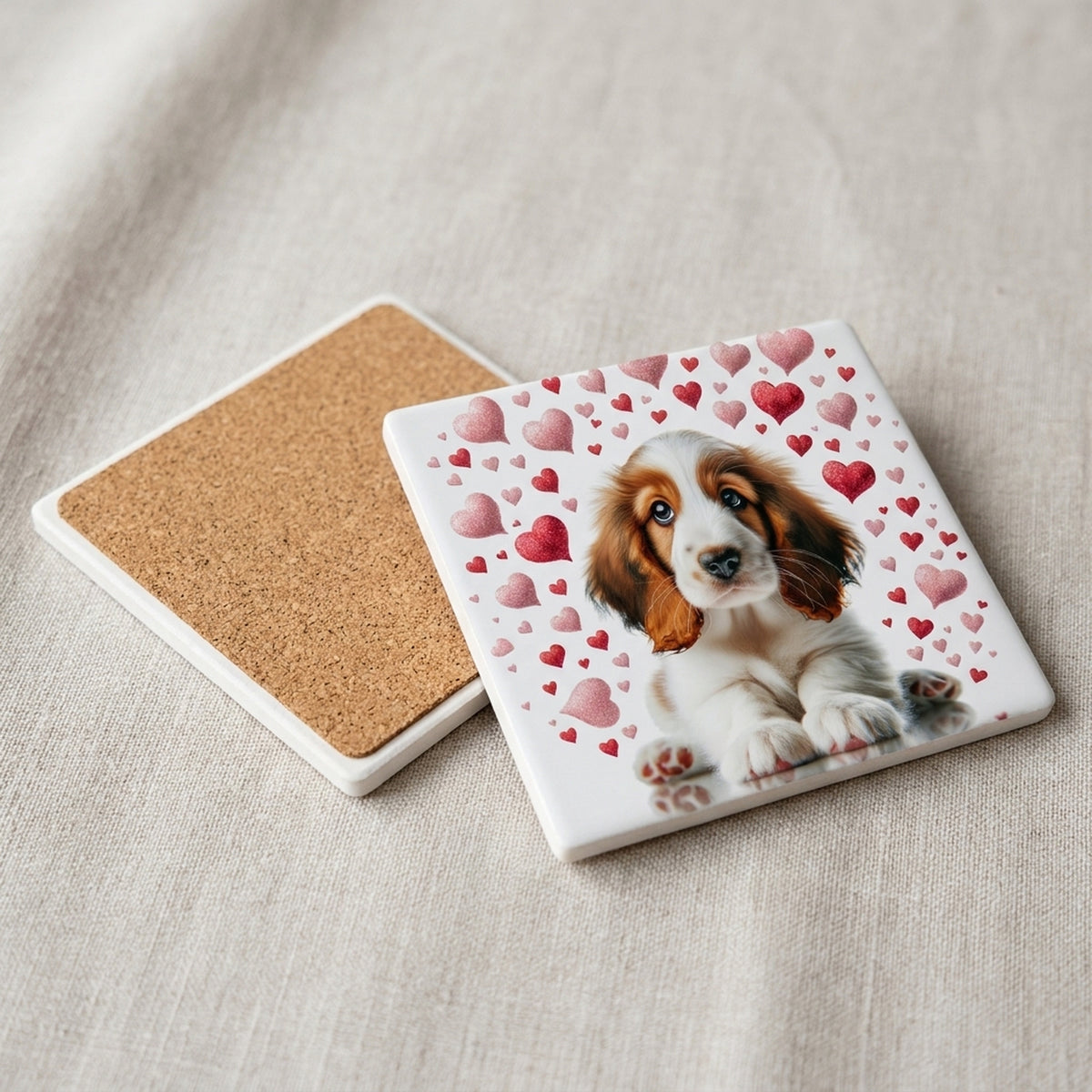 Cocker Spaniel ceramic coasters set of 4, cork back